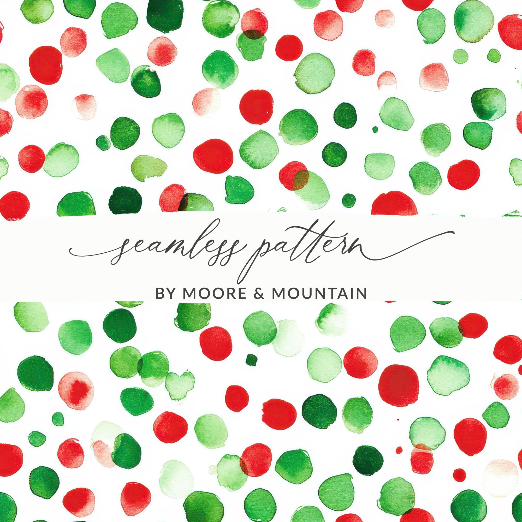 Red and Green Christmas Watercolor Dotted Seamless Pattern Digital