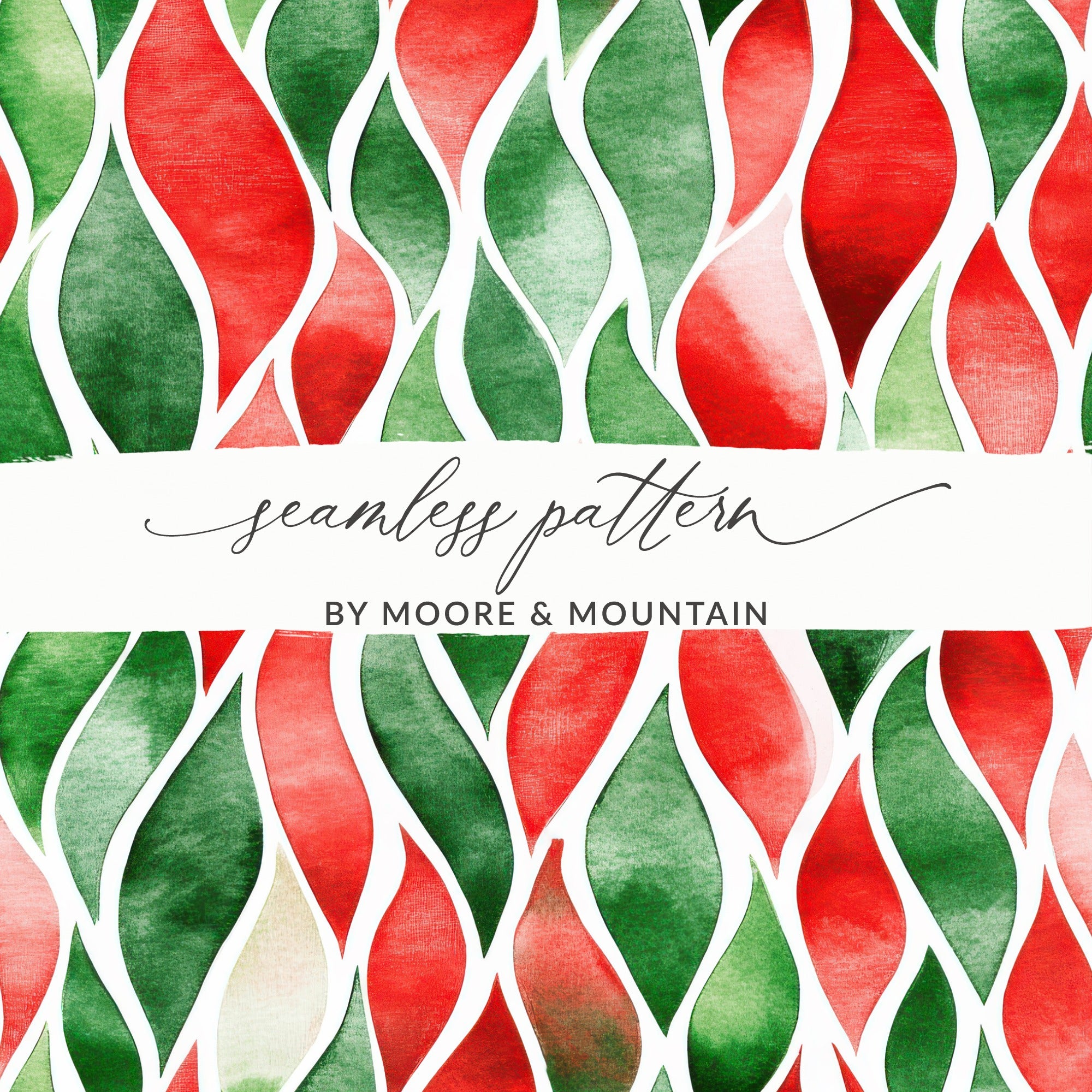Red and Green Seamless Abstract Pattern Christmas Watercolor Digital