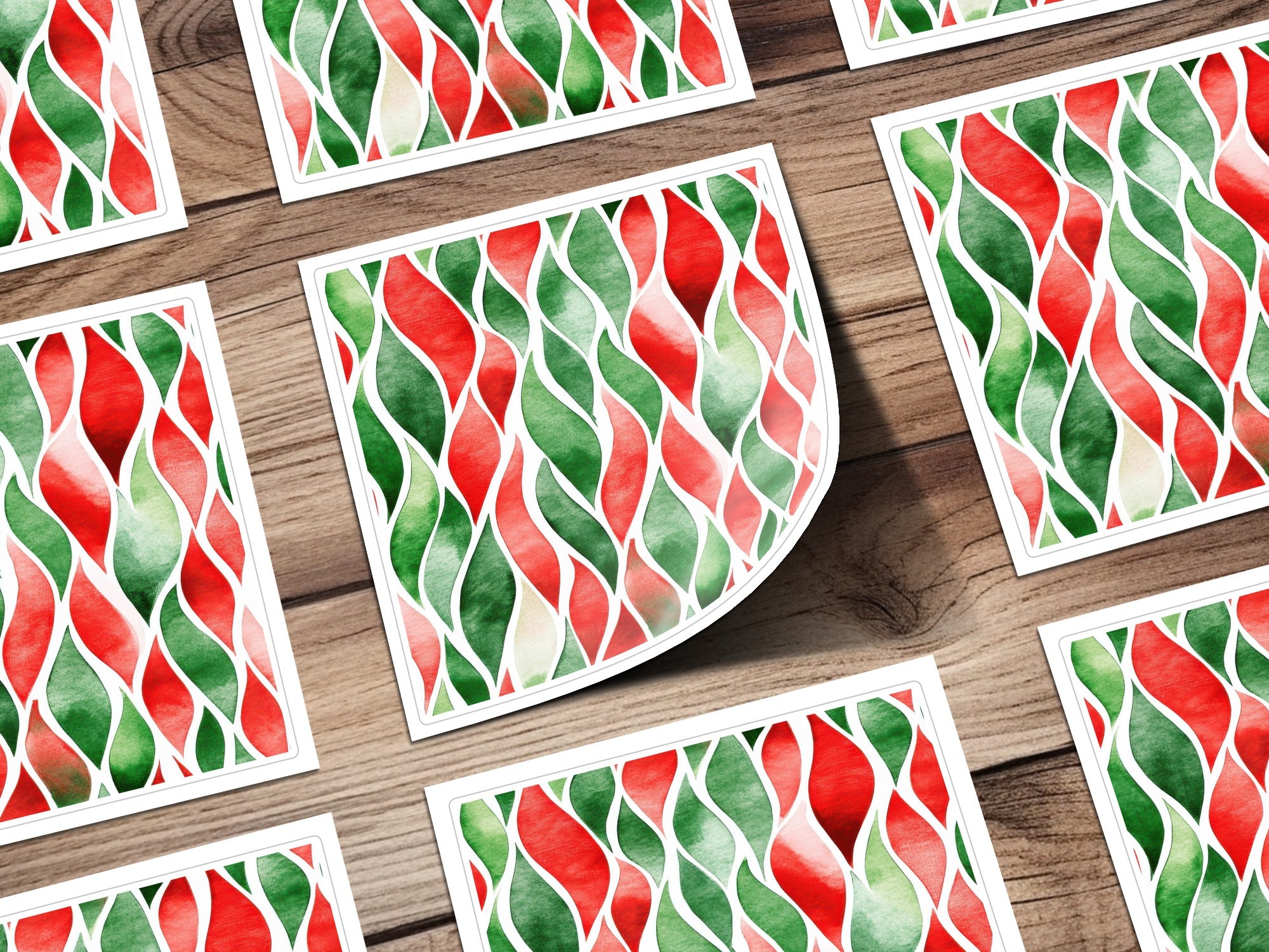 Red and Green Seamless Abstract Pattern Christmas Watercolor Digital