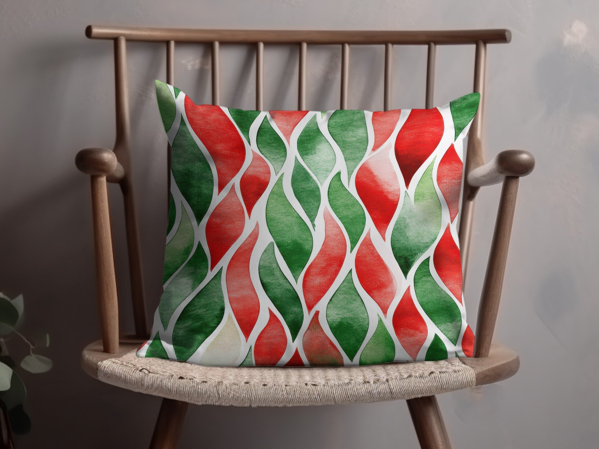 Red and Green Seamless Abstract Pattern Christmas Watercolor Digital