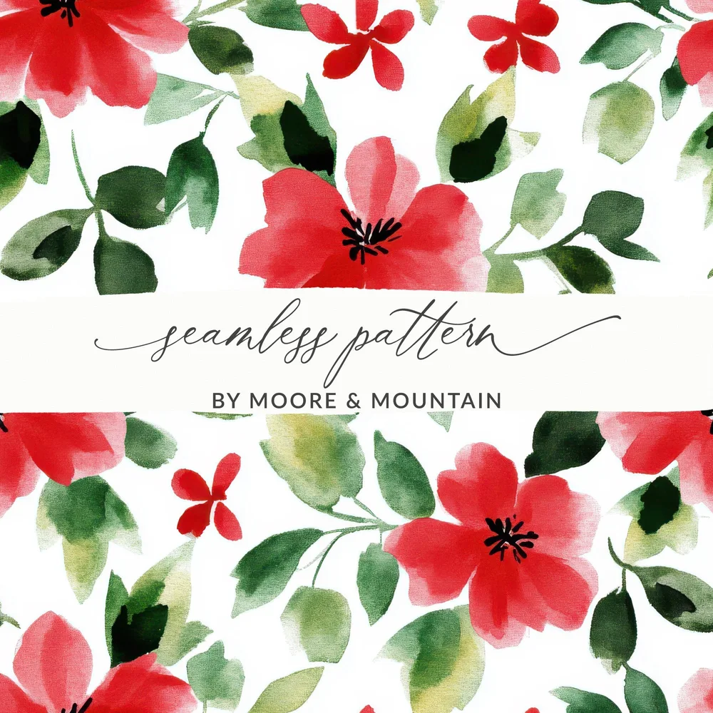 Red and Green Seamless Pattern Christmas Watercolor