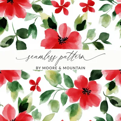Red and Green Seamless Pattern Christmas Watercolor