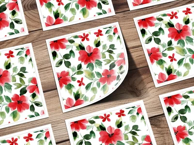 Red and Green Seamless Pattern Christmas Watercolor