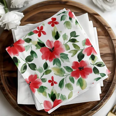 Red and Green Seamless Pattern Christmas Watercolor