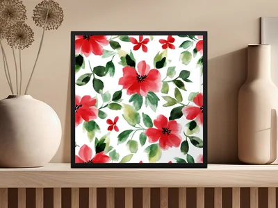 Red and Green Seamless Pattern Christmas Watercolor