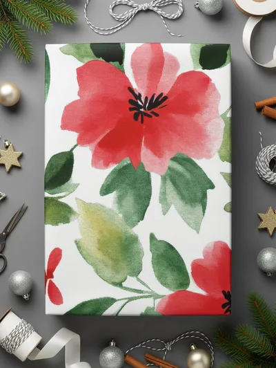 Red and Green Seamless Pattern Christmas Watercolor