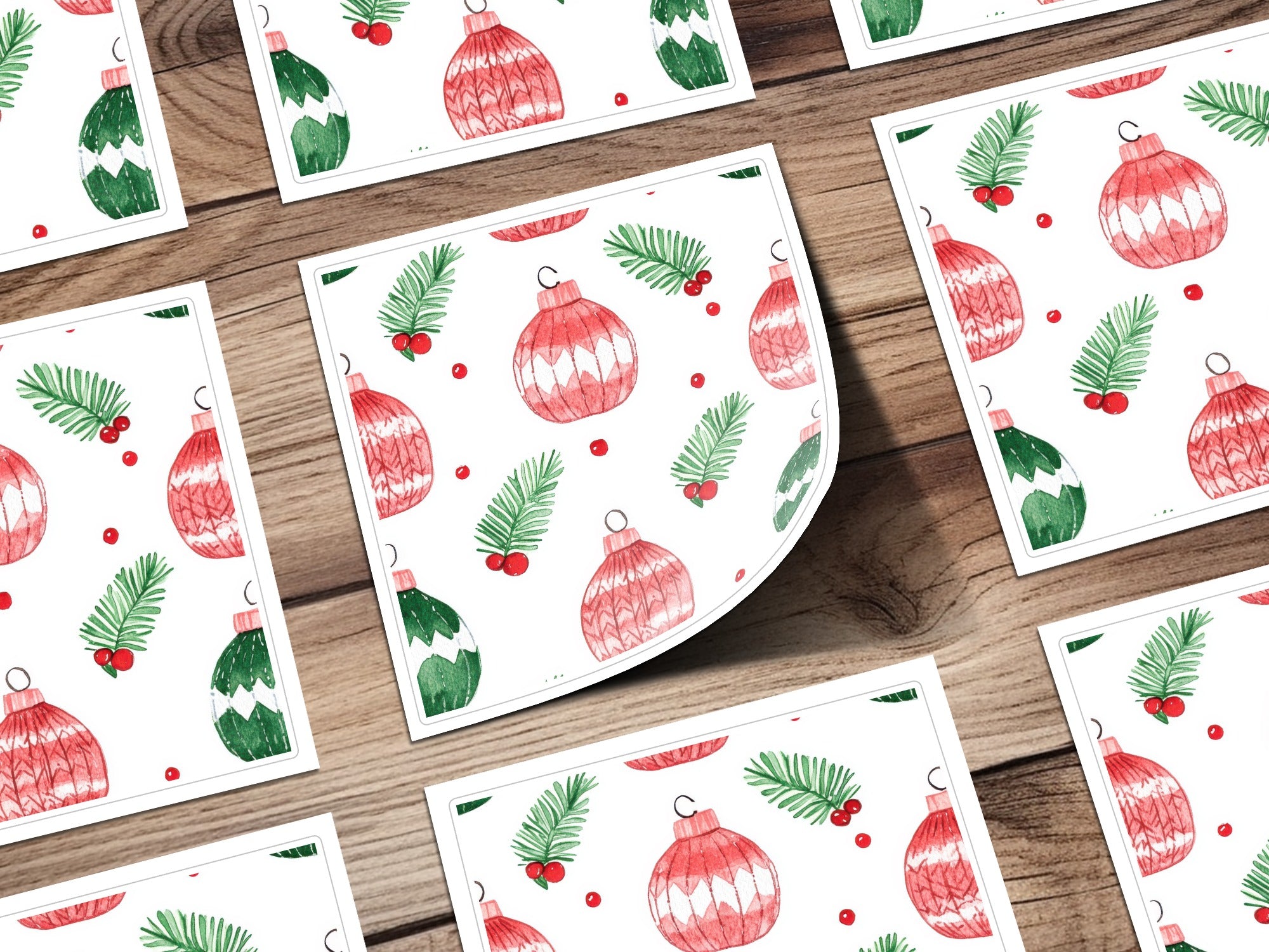 Red and Green Seamless Pattern Christmas Watercolor Digital