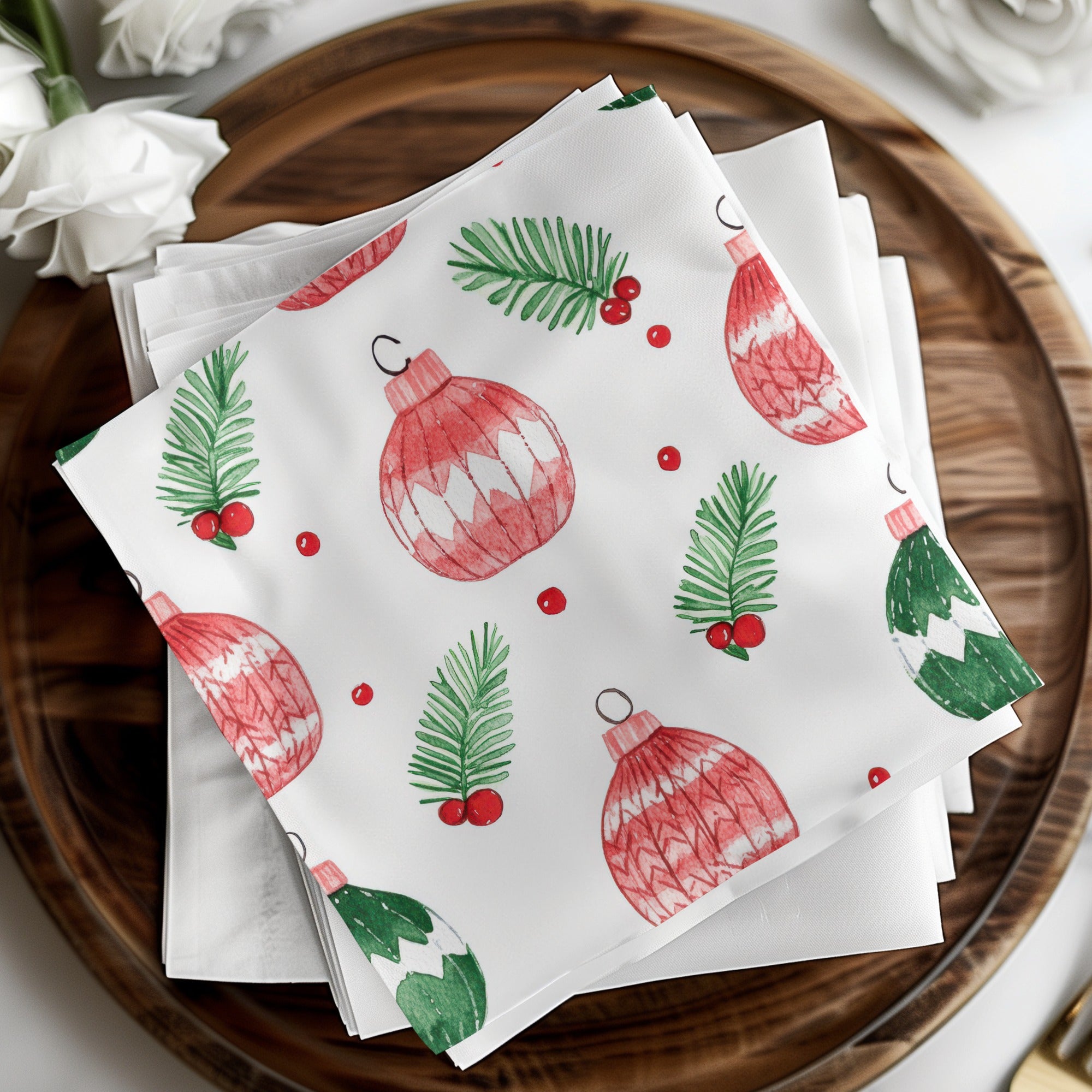 Red and Green Seamless Pattern Christmas Watercolor Digital
