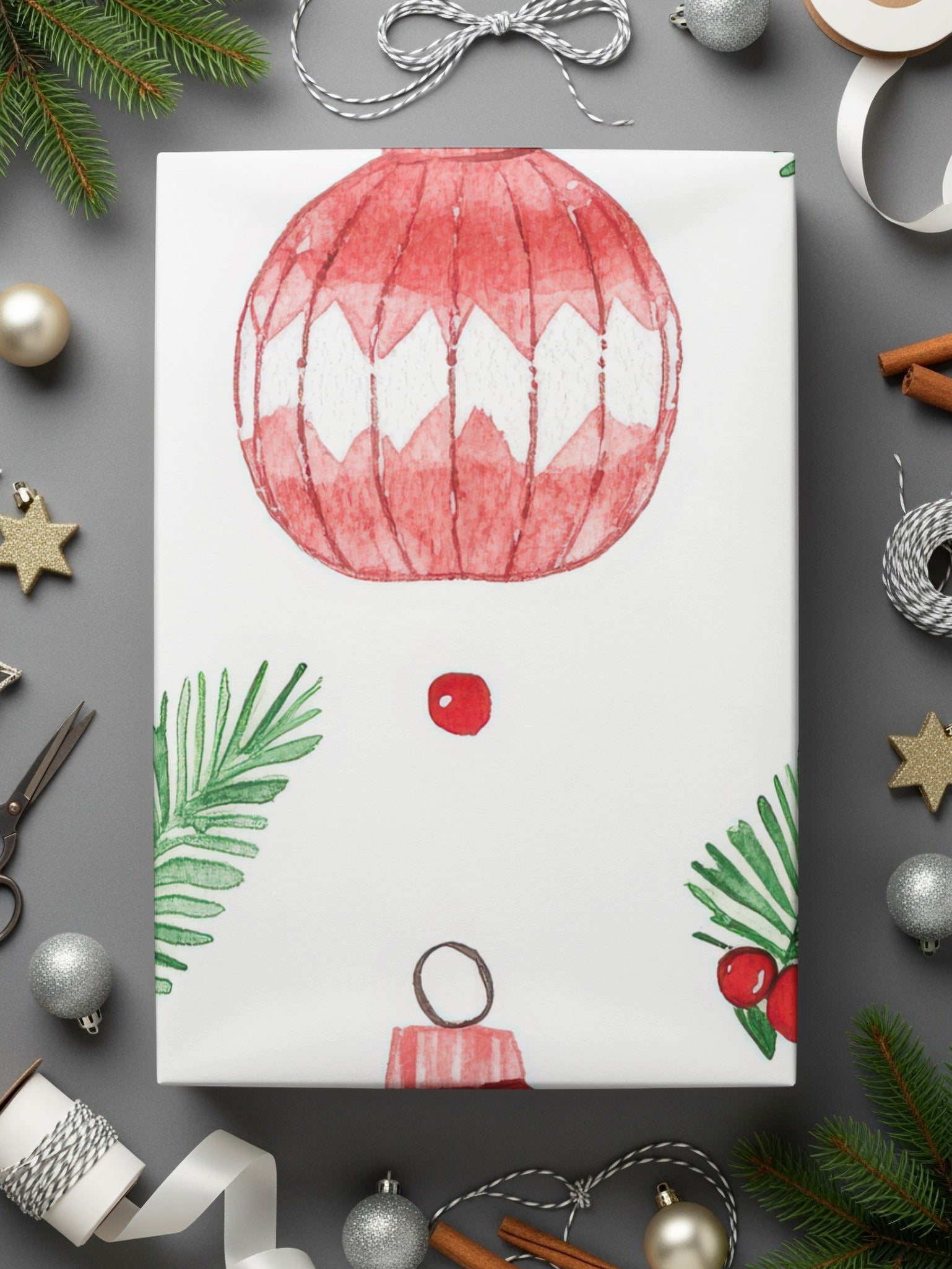 Red and Green Seamless Pattern Christmas Watercolor Digital