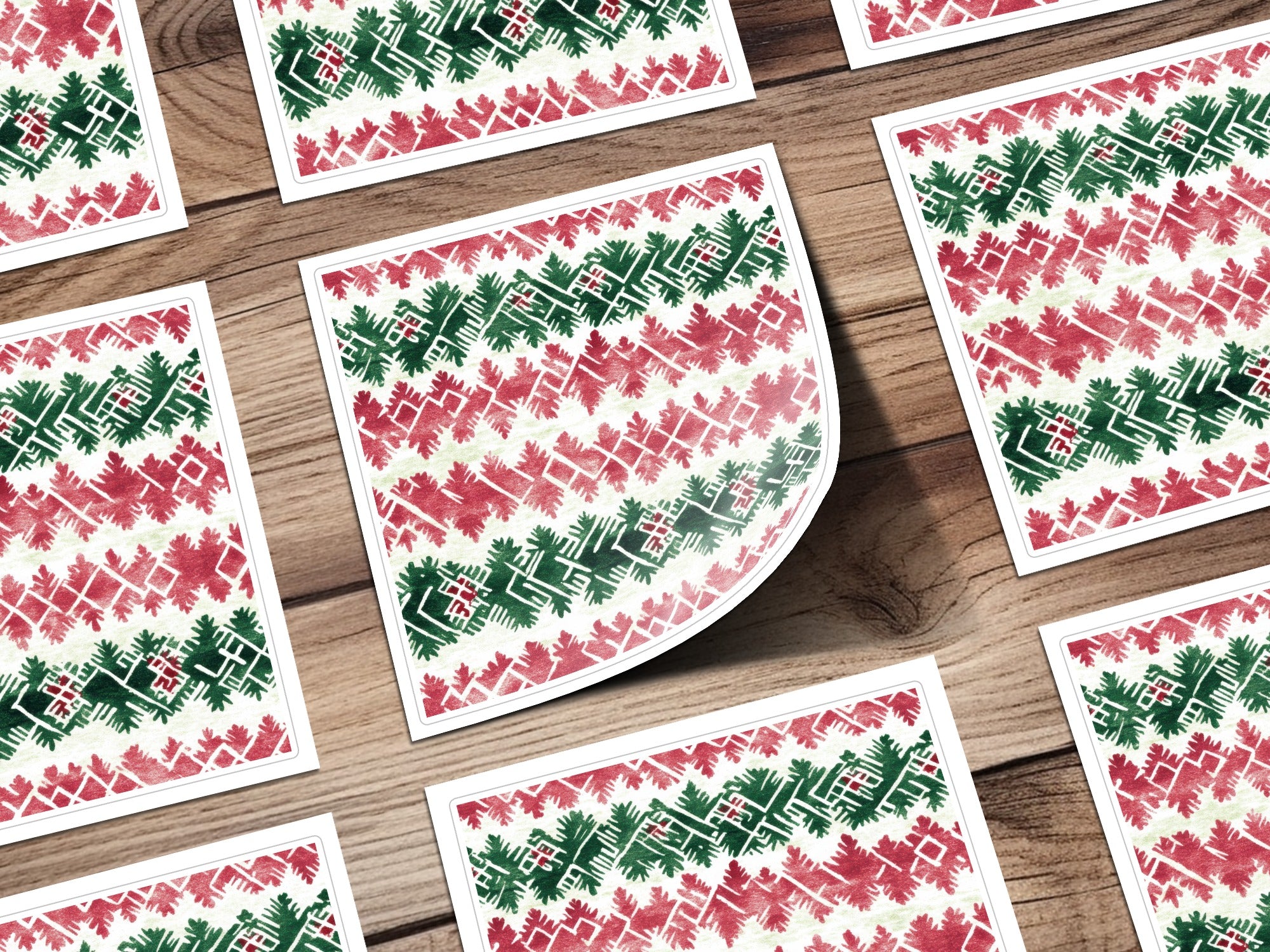 Red and Green Seamless Pattern Christmas Watercolor Digital