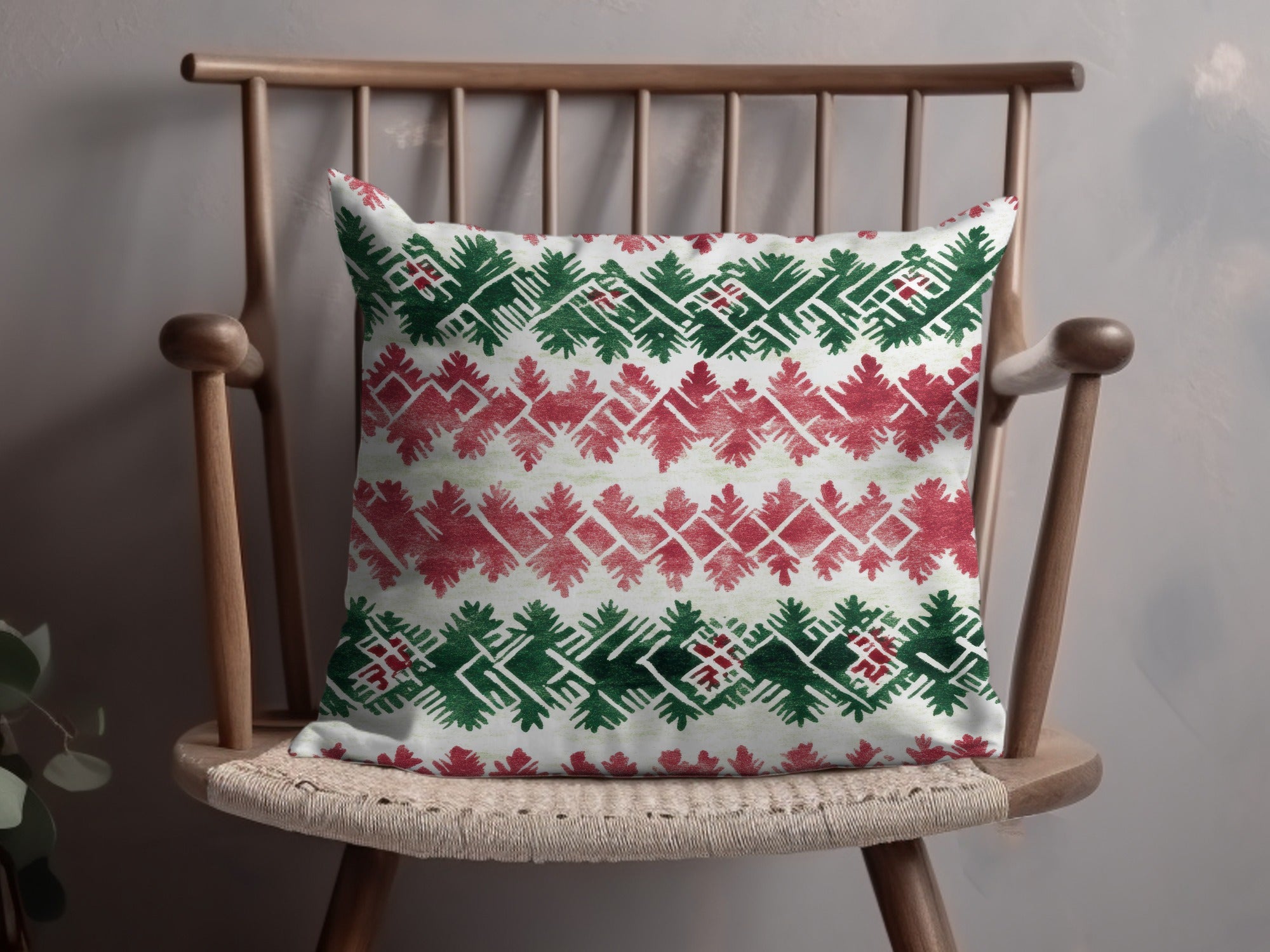 Red and Green Seamless Pattern Christmas Watercolor Digital