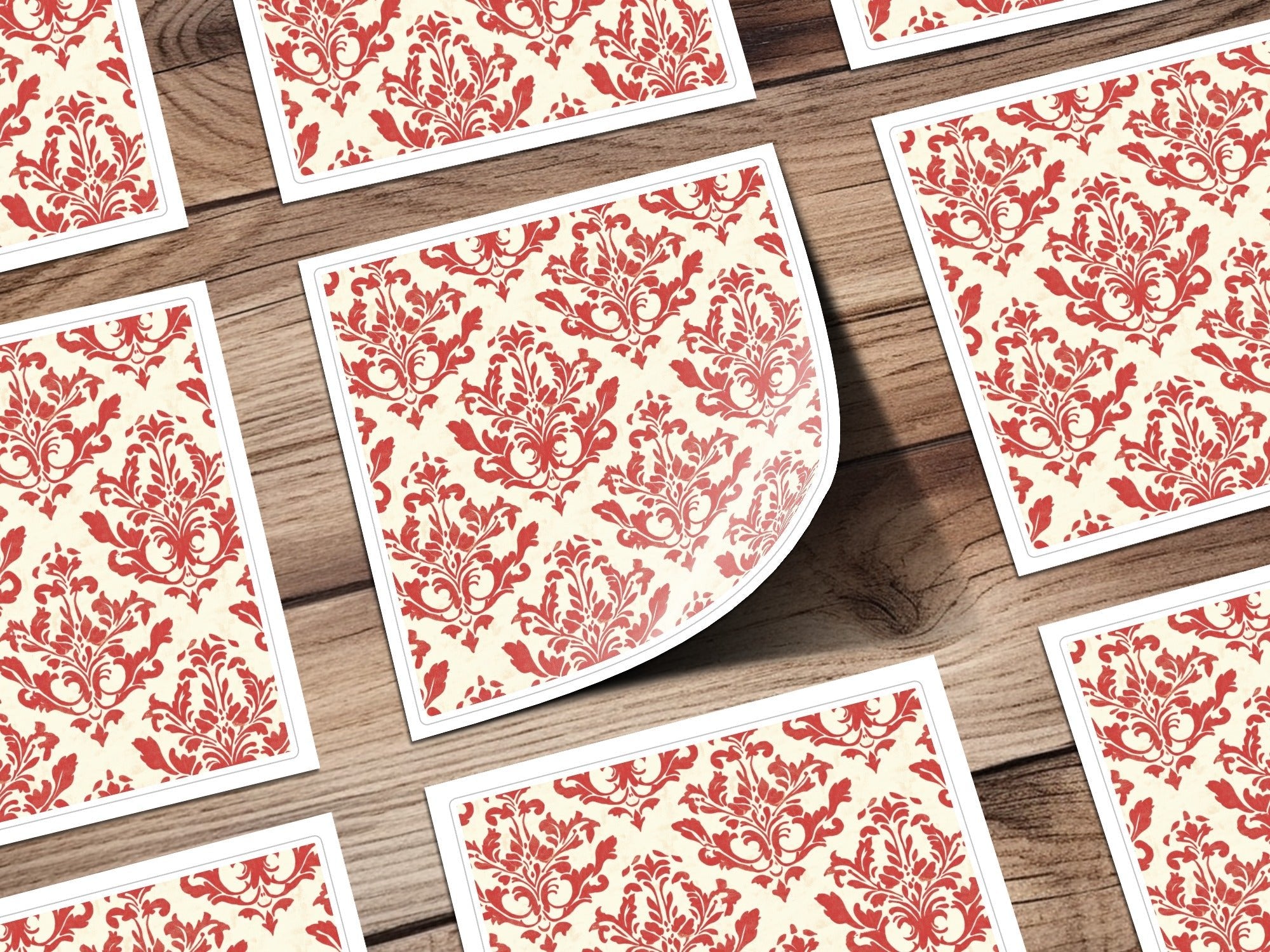 Red Floral Damask Vintage Pattern Design for Background Digital