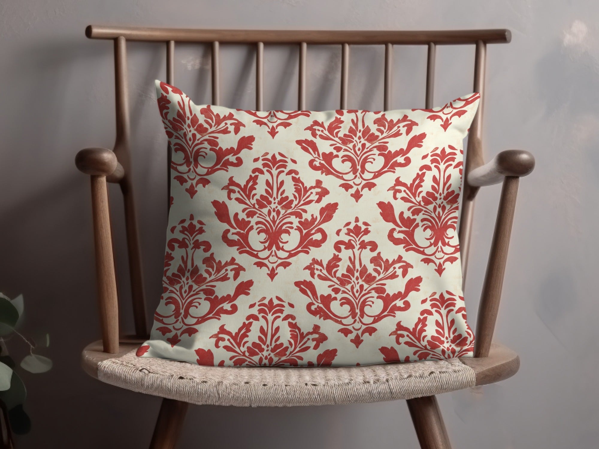Red Floral Damask Vintage Pattern Design for Background Digital