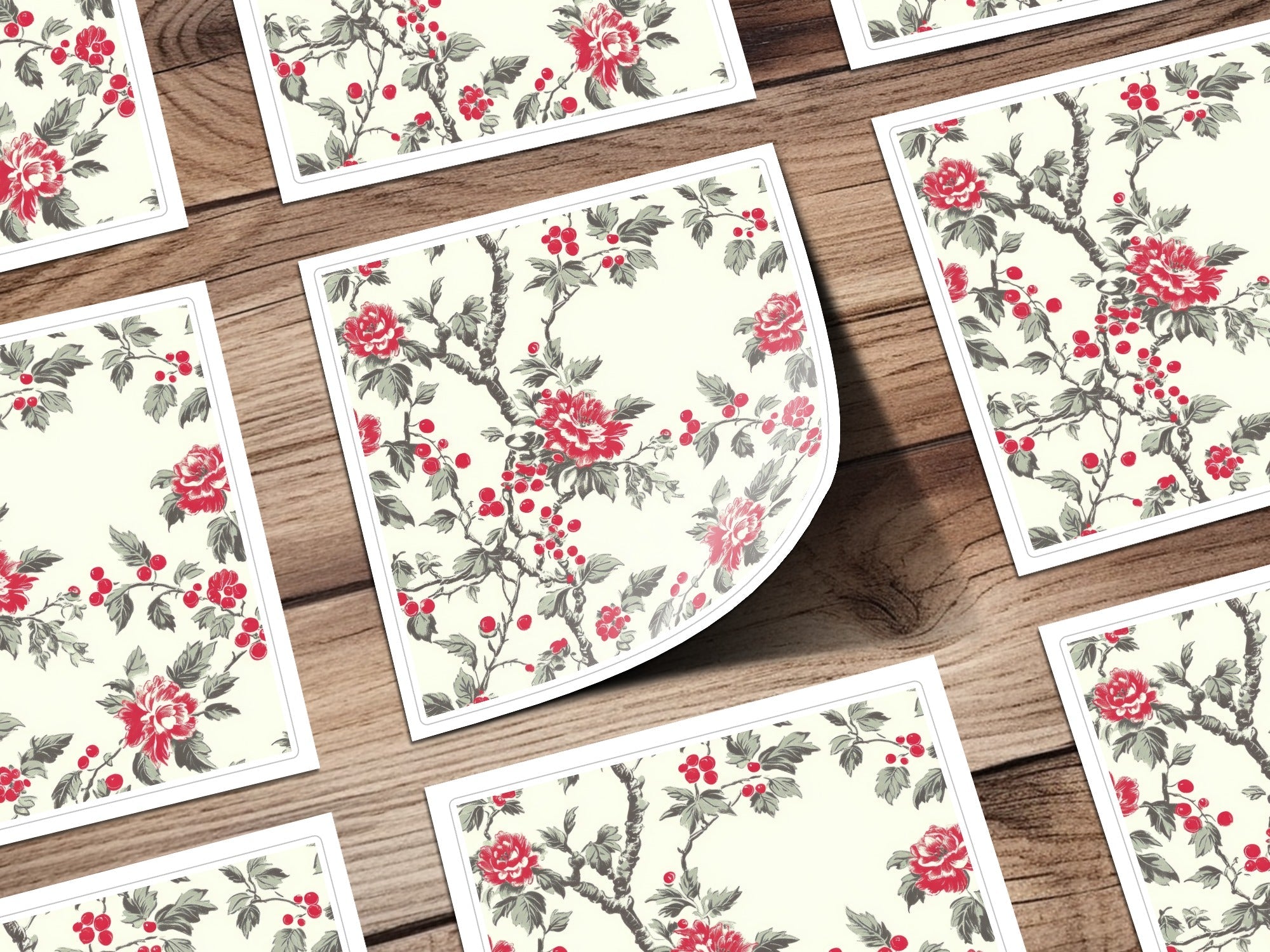 Red Floral Digital Paper, Seamless Pattern Design, Flower Printable Fabric, Trendy Background, Digital Download, Scrapbooking Supply