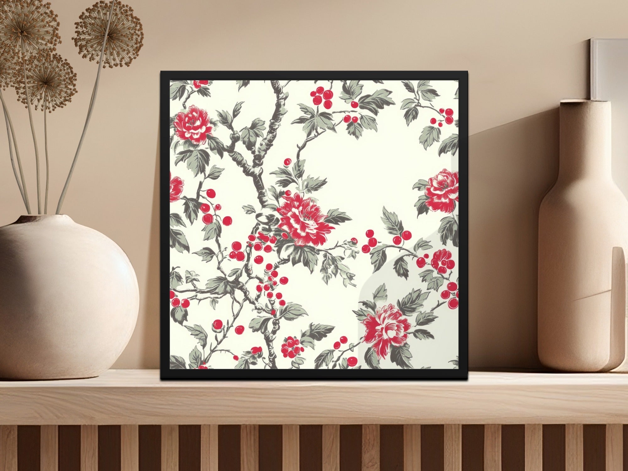 Red Floral Digital Paper, Seamless Pattern Design, Flower Printable Fabric, Trendy Background, Digital Download, Scrapbooking Supply