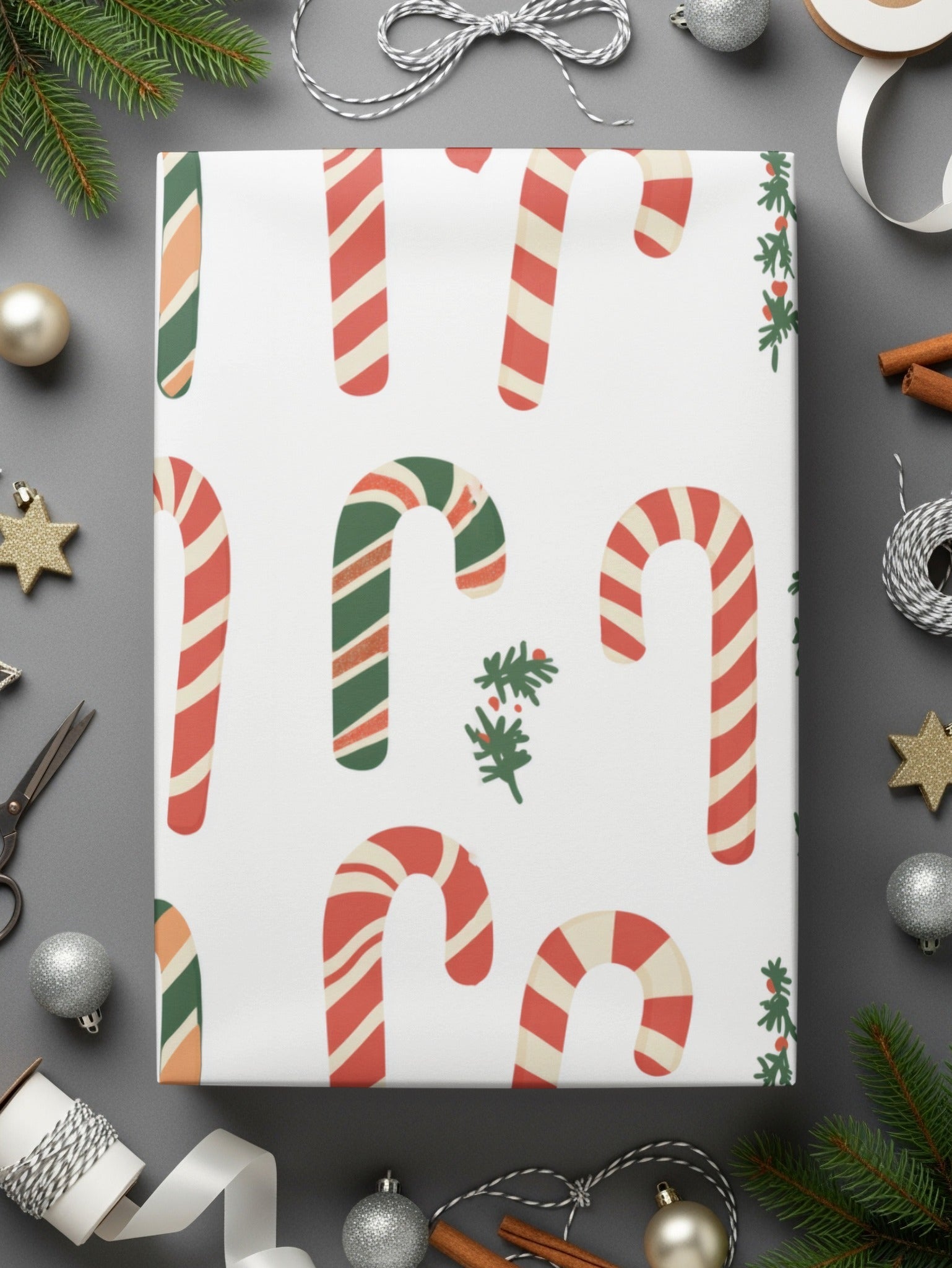 Red Green Candy Cane Digital Paper, Christmas Seamless Pattern, Holiday Scrapbook Paper, Festive Winter Background, Digital Download