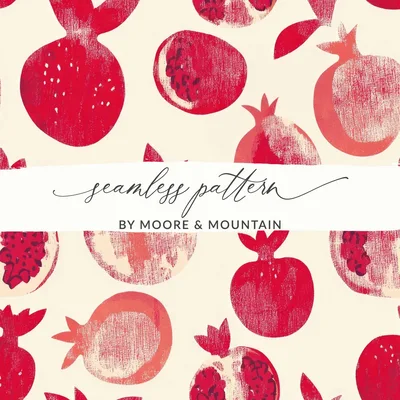 Red Pomegranate Pattern Digital Paper, Seamless Fruit Design, Printable Pomegranate Pattern, Commercial Use, Digital Scrapbook Paper