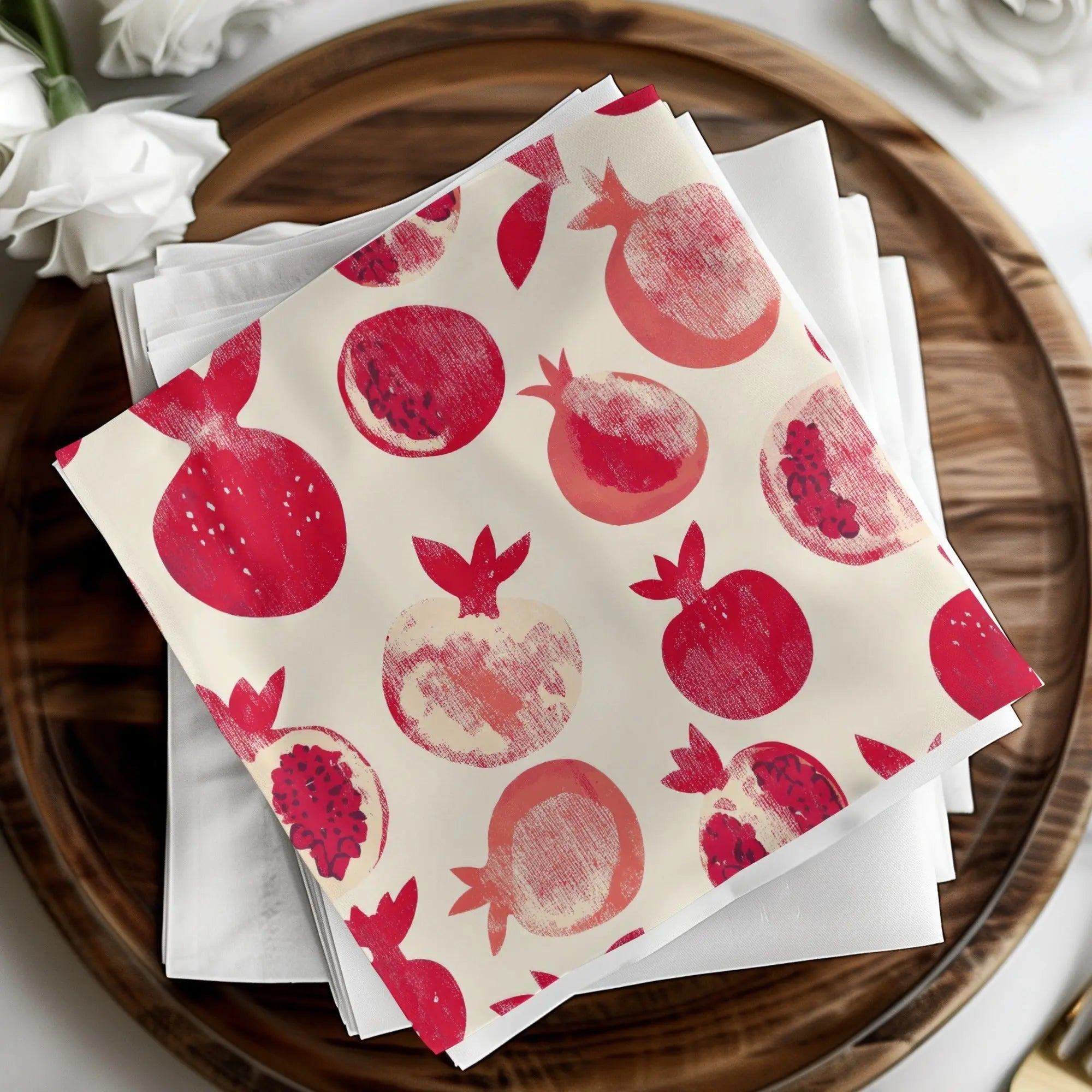 Red Pomegranate Pattern Digital Paper, Seamless Fruit Design, Printable Pomegranate Pattern, Commercial Use, Digital Scrapbook Paper