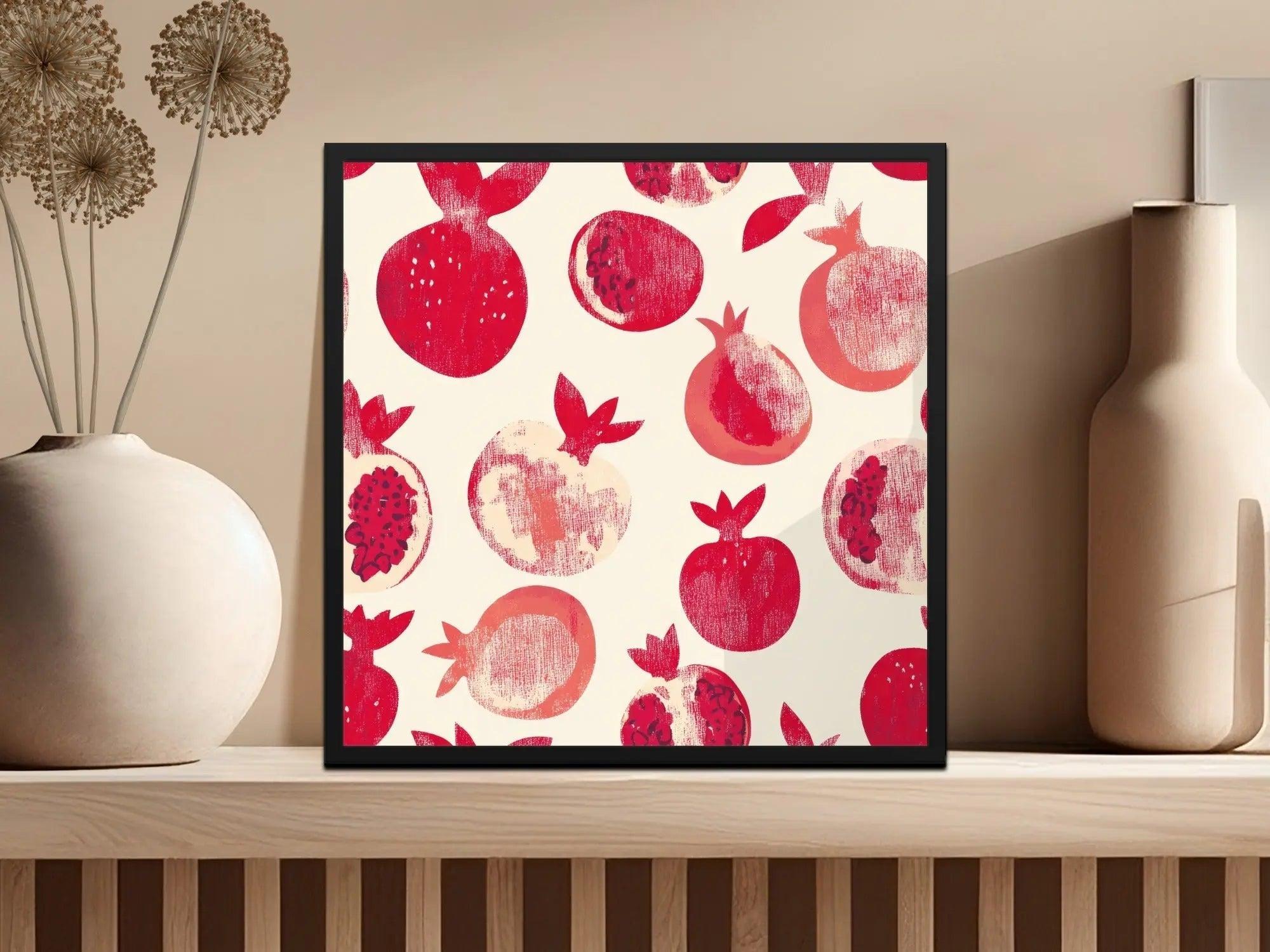 Red Pomegranate Pattern Digital Paper, Seamless Fruit Design, Printable Pomegranate Pattern, Commercial Use, Digital Scrapbook Paper
