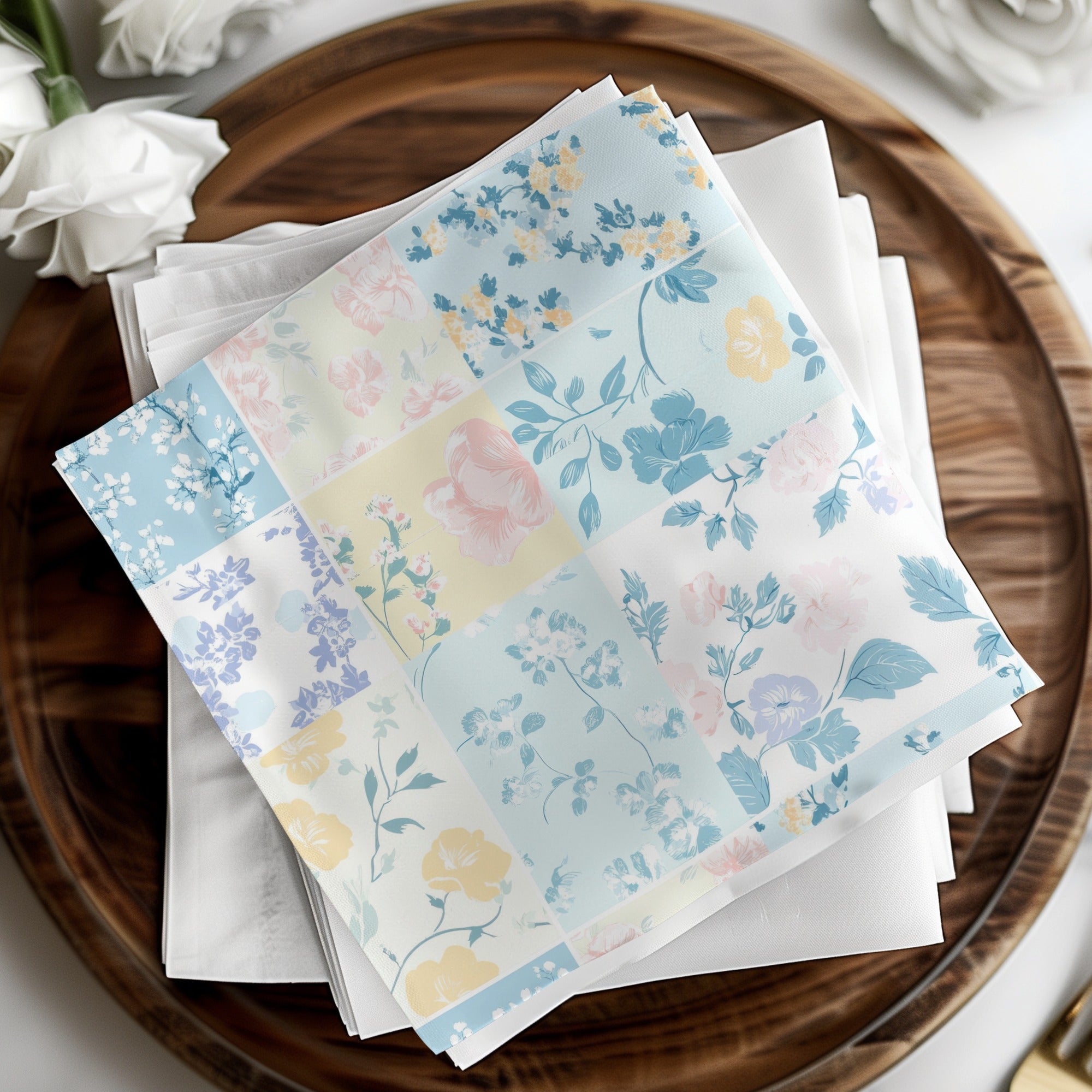 Repeating Patchwork Background, Light Blue Pastel Seamless Quilted Squares Seamless Background JPEG Pattern for Commercial Use