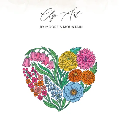 Retro Heart Made of Flowers PNG SVG Digital Download, Retro Floral Heart SVG Instant Download