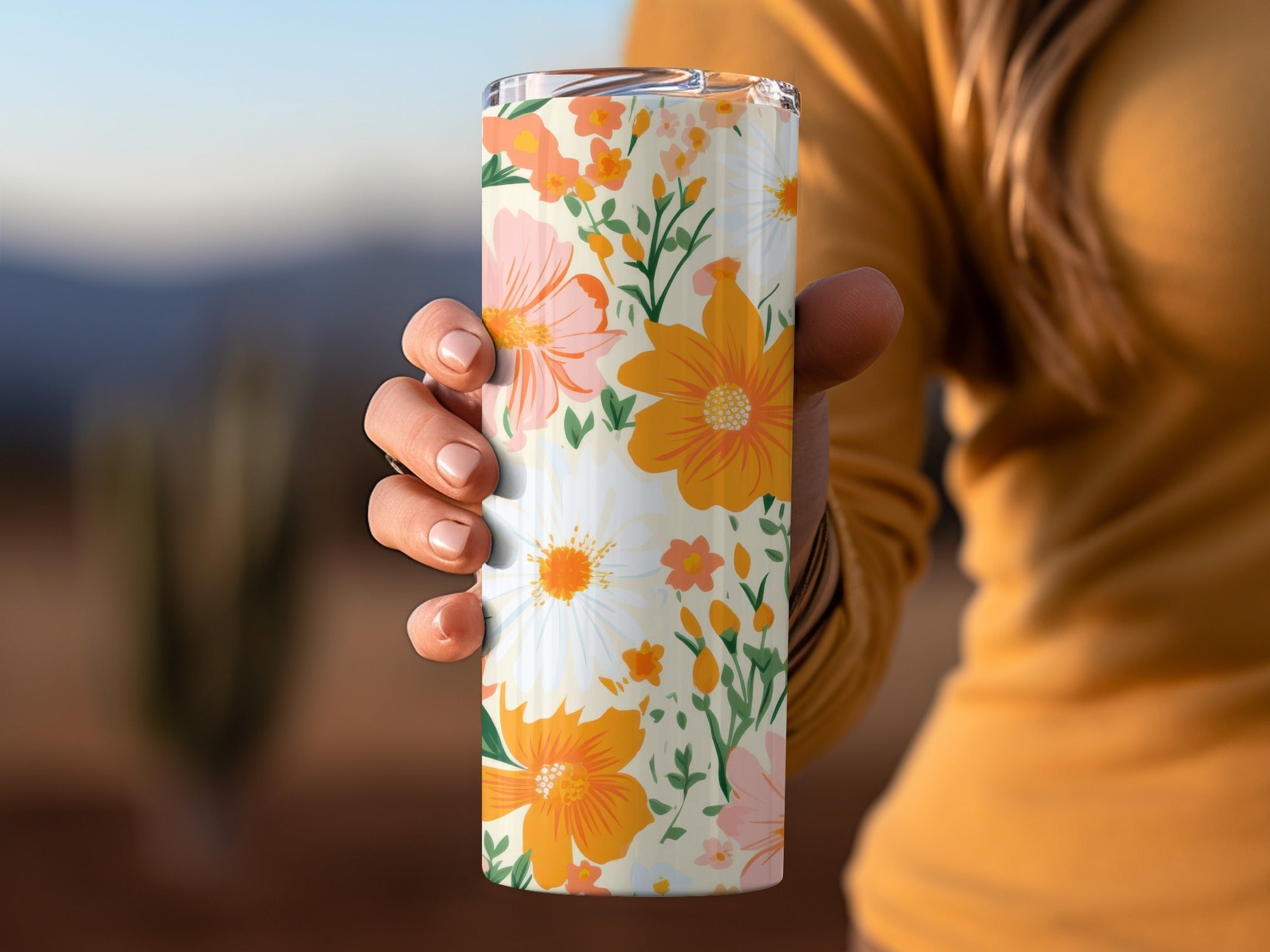 Retro Orange and Pink Bold Blooms Floral Background for POD Commercial Use