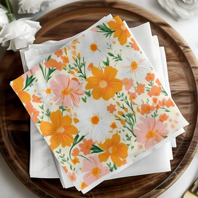 Retro Orange and Pink Bold Blooms Floral Background for POD Commercial Use