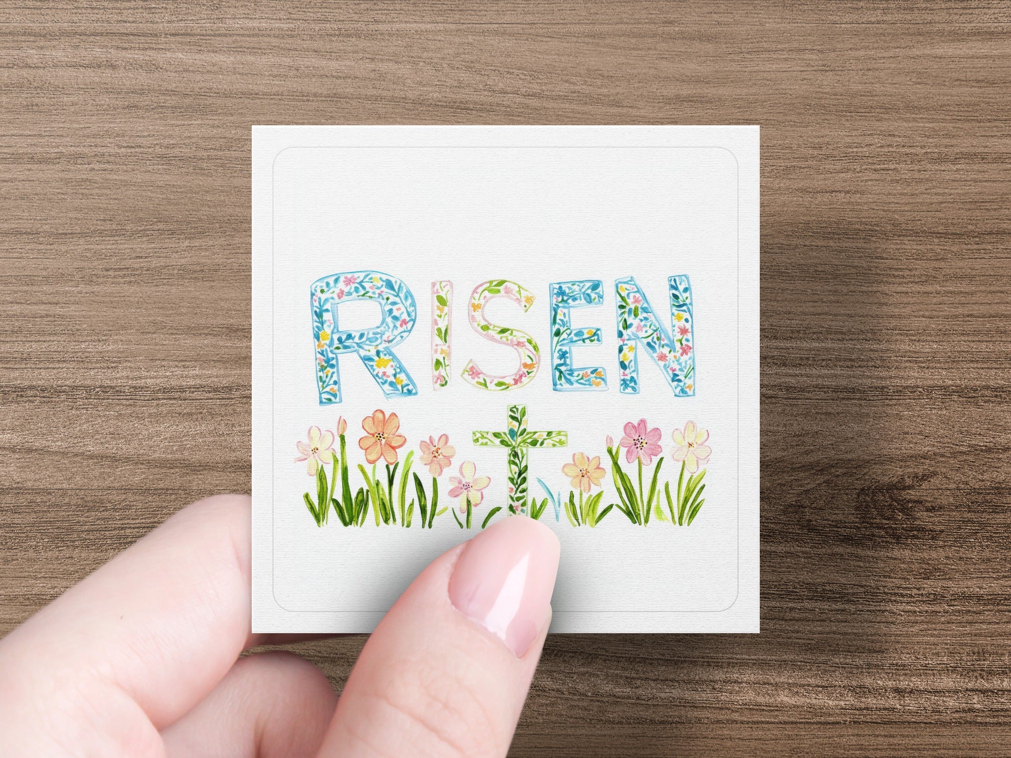RISEN Floral Cross Clipart, Easter Christian PNG, Digital Download, Preppy Spring Art, Commercial Use, Vibrant Pastel Flowers SVG, Printable