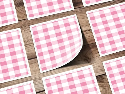 Rose Pink Gingham Seamless Pattern, Gingham Digital Paper Bundle Commercial License, Wide Stripe Seamless Pattern, High Resolution