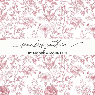 Red Rose Chinoiserie Seamless Background Pattern