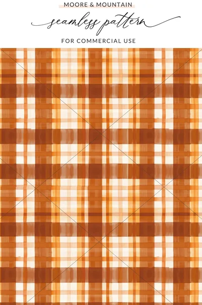 Rust Colored Fall Seamless, Autumn Sublimation Design, Surface Pattern Design, Plaid Pattern, For Commercial Use, Seamless Allover Pattern