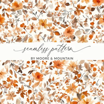 Rust Colored Fall Seamless, Sublimation Design, For Commercial Use, Seamless Allover Pattern Download, Watercolor Autumn Digital, Vintage