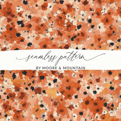 Rust Colored Fall Seamless, Vintage Fall, Wildflower Field, Sublimation Design, Surface Pattern Design, Seamless Allover Pattern Download