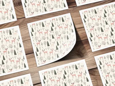 Sage Green and Pink Christmas Seamless Winter Deer Pattern for Commercial Use