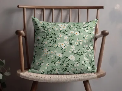 Sage Green and White Ditsy Floral Pattern Elegant Style Design Decorative Art Digital