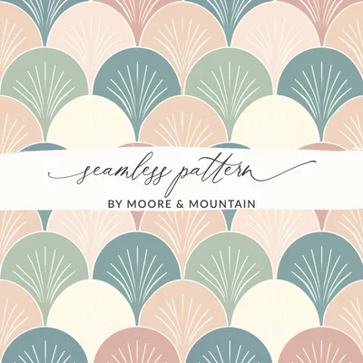 Sage Green Blush Boho Art Deco Seamless Pattern Digital