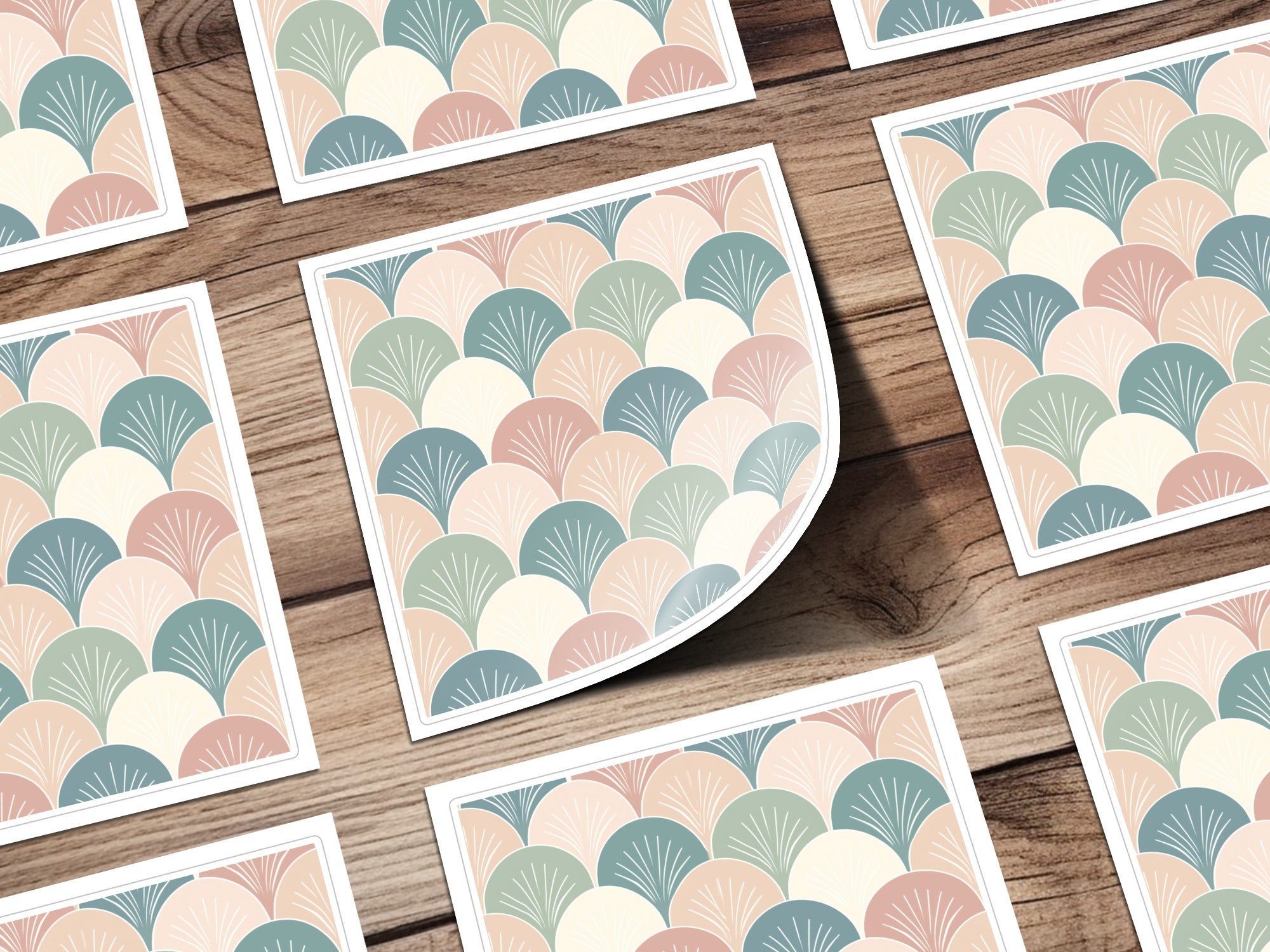 Sage Green Blush Boho Art Deco Seamless Pattern Digital
