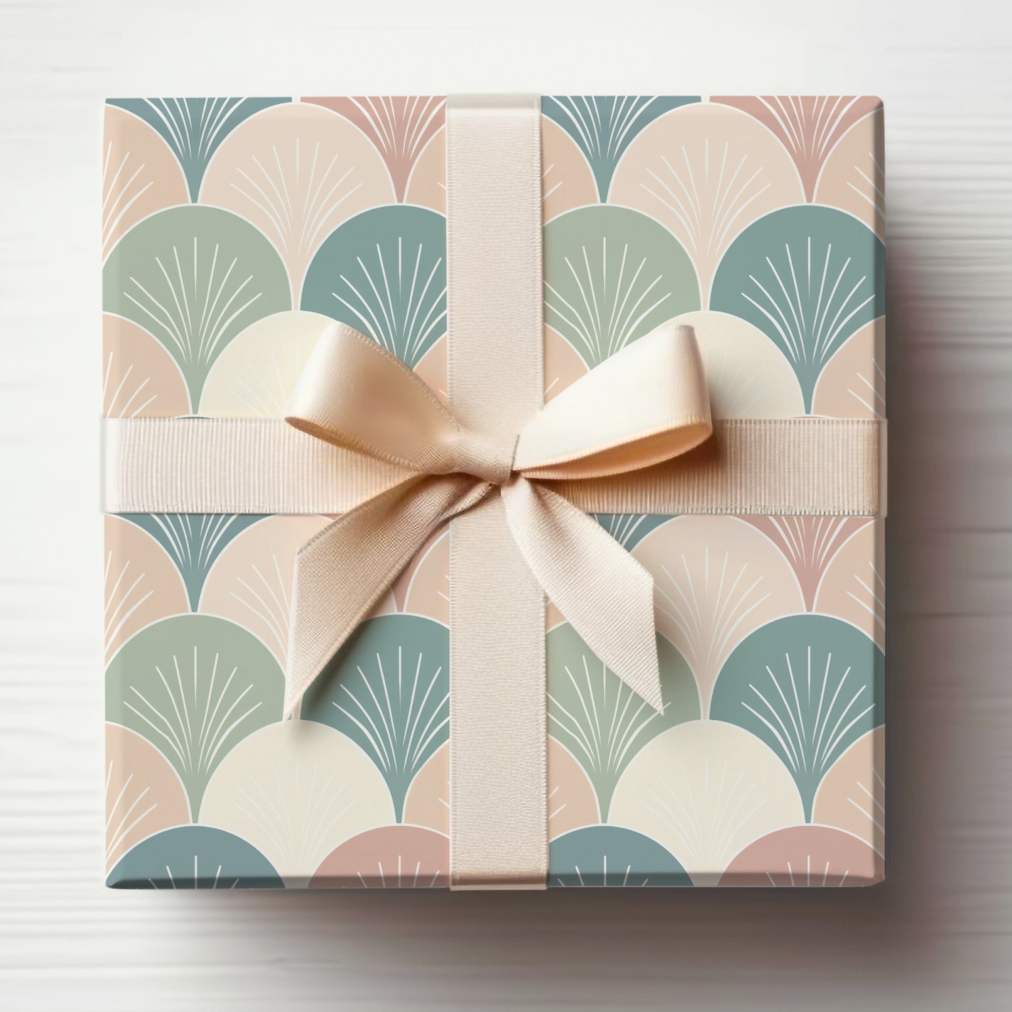 Sage Green Blush Boho Art Deco Seamless Pattern Digital