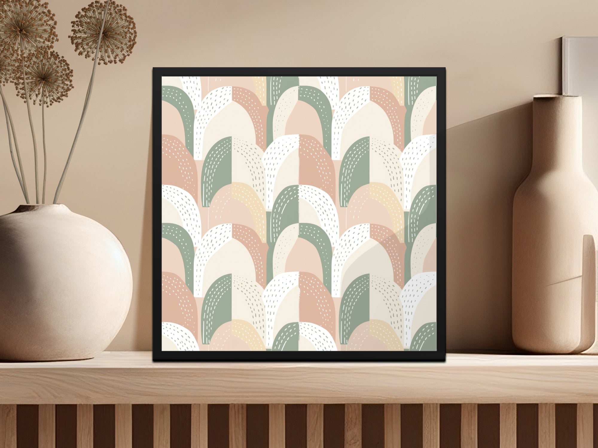 Sage Green Boho Abstract Seamless Minimalist Boho Digital