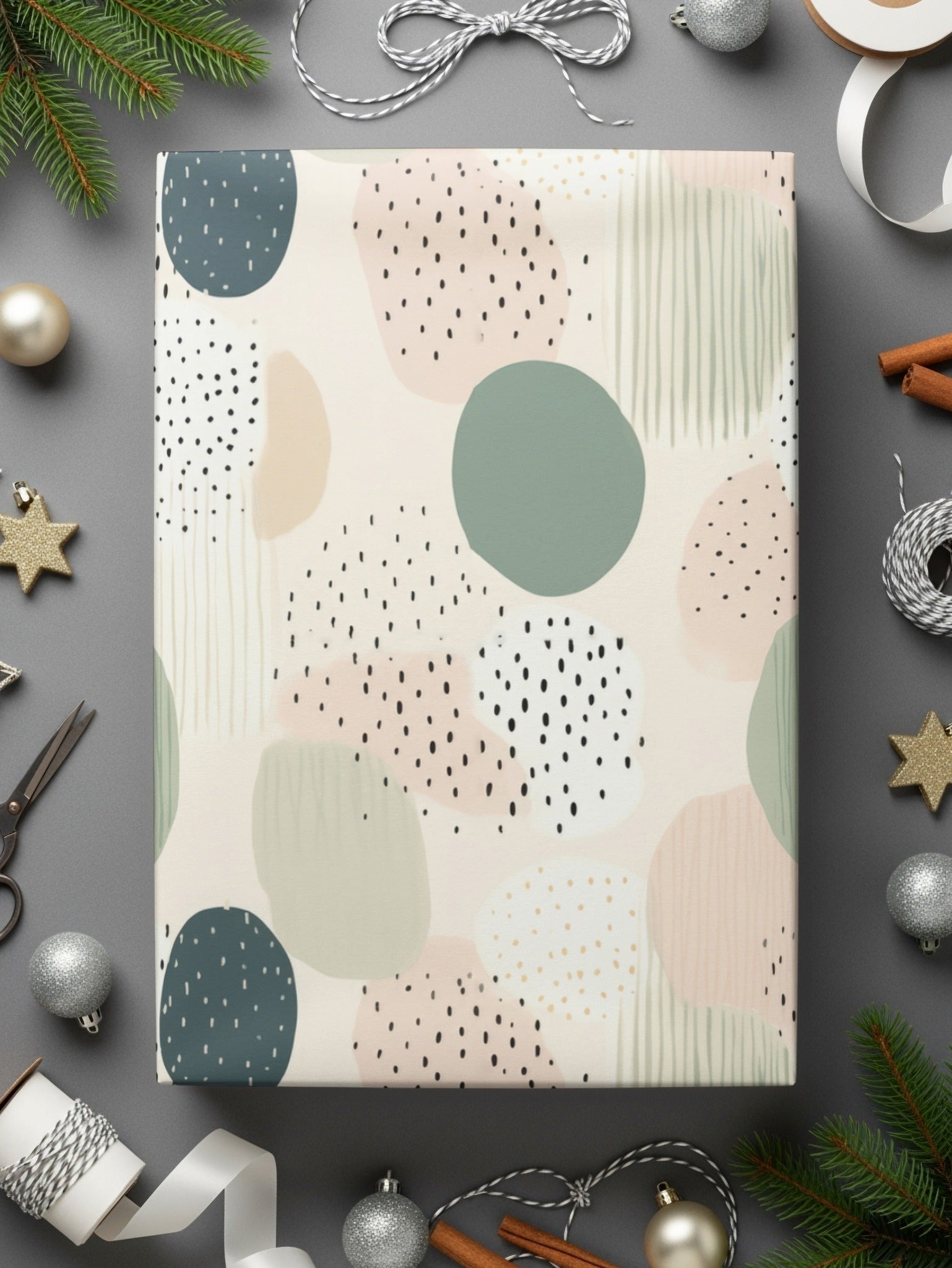 Sage Green Boho Abstract Seamless Minimalist Boho Digital