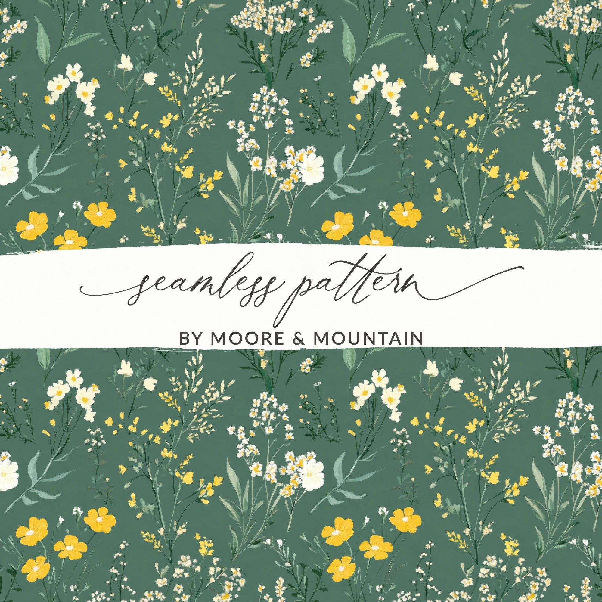 Sage Green Boho Wildflower Seamless, Spring Wildflowers Pattern, Vintage Wildflowers Digital Background, Seamless Wildflower Field Digital