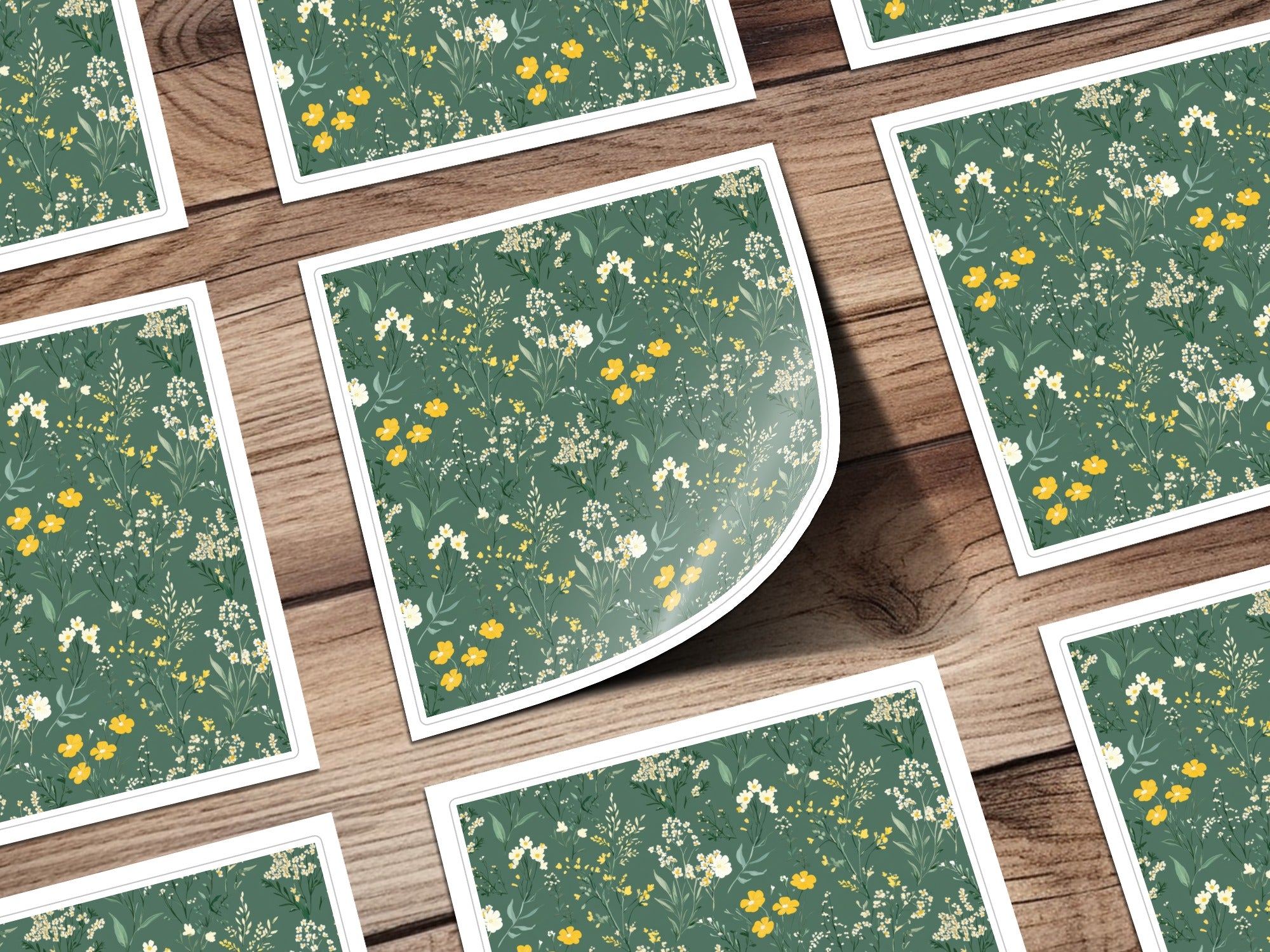 Sage Green Boho Wildflower Seamless, Spring Wildflowers Pattern, Vintage Wildflowers Digital Background, Seamless Wildflower Field Digital