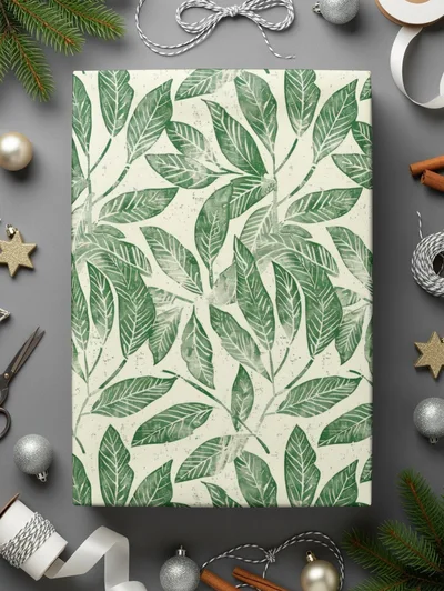 Sage Green Botanical Repeat Soft Green Leafy Design