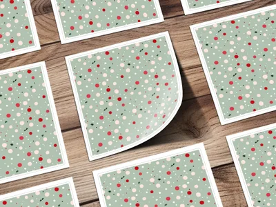 Sage Green Christmas Pink and Green Polka Dots Seamless Xmas Background