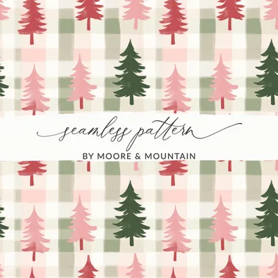 Sage Green Christmas Plaid Pink and Green Seamless Xmas Digital