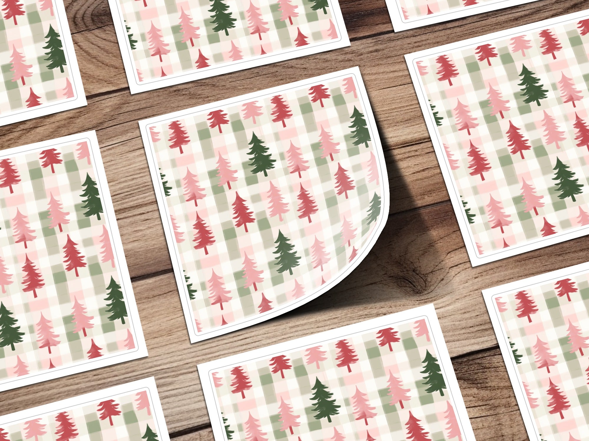 Sage Green Christmas Plaid Pink and Green Seamless Xmas Digital