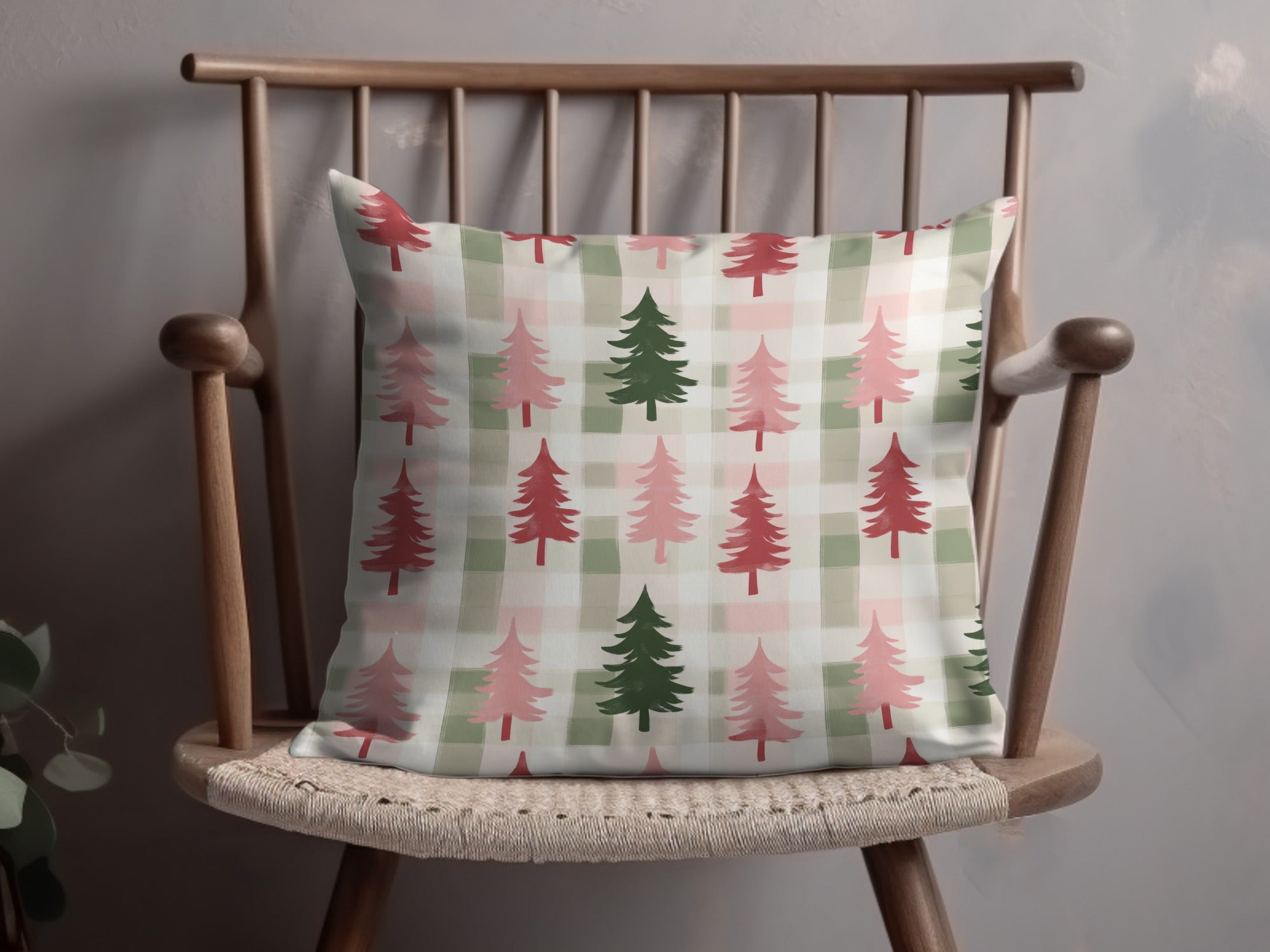 Sage Green Christmas Plaid Pink and Green Seamless Xmas Digital