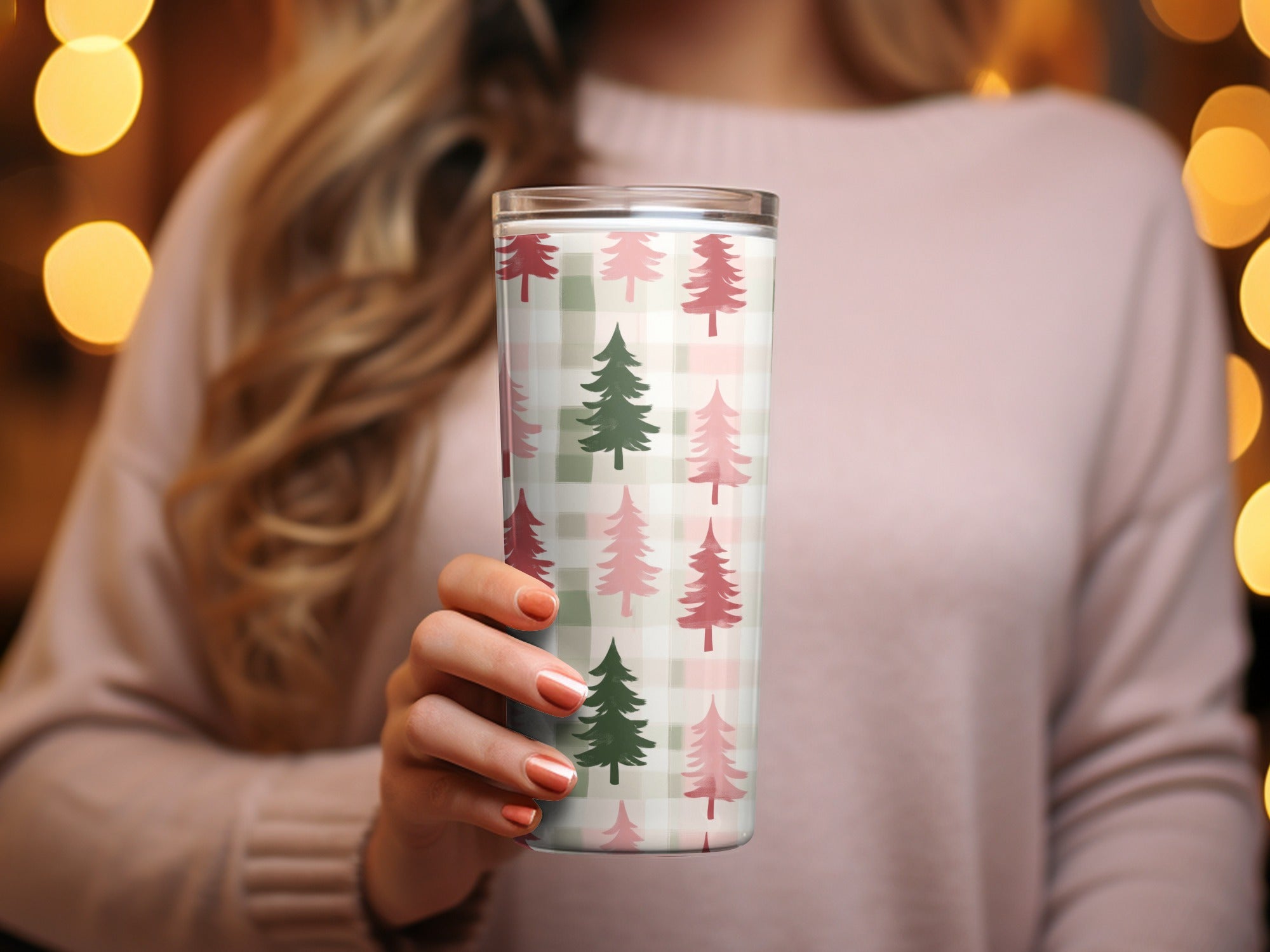 Sage Green Christmas Plaid Pink and Green Seamless Xmas Digital