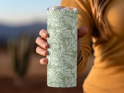 Sage Green Elegant Organic Leafy Design Seamless Repeat