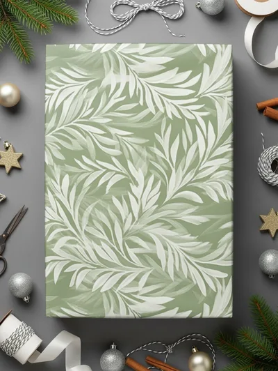 Sage Green Elegant Organic Leafy Design Seamless Repeat